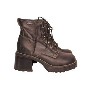 Vintage Skechers Black Leather Platform Boots
